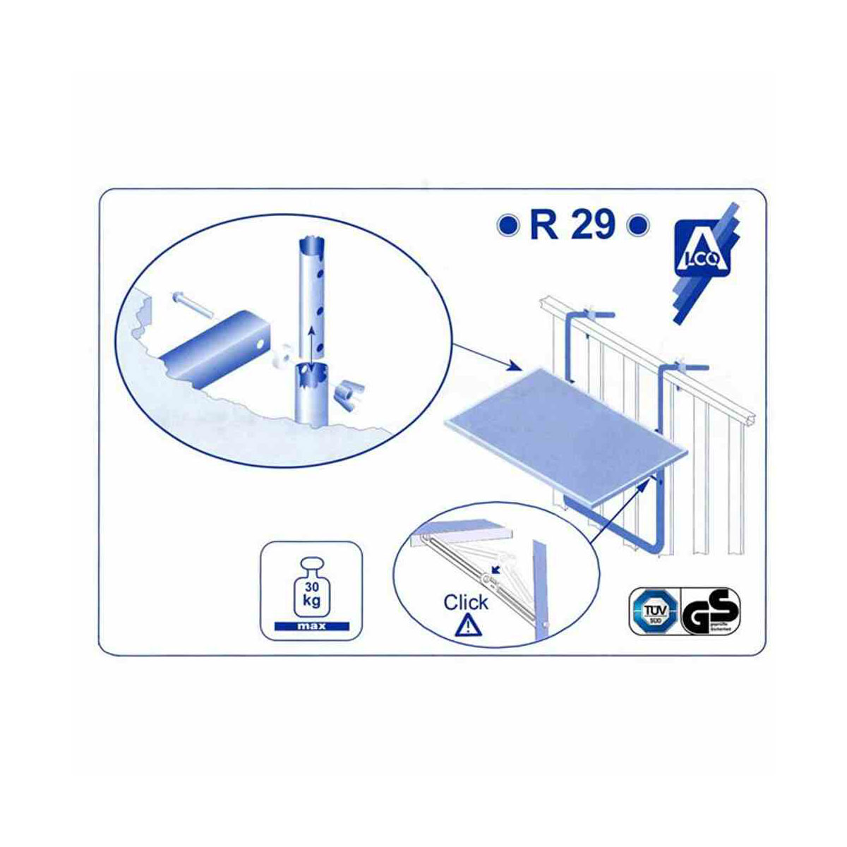 ALCO Balkonhängetisch 100 x 50 cm anthrazit Bild 5