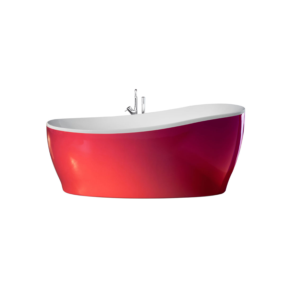 Ottofond Freistehende Badewanne Aviva 180 x 85 cm bordeaux/weiß