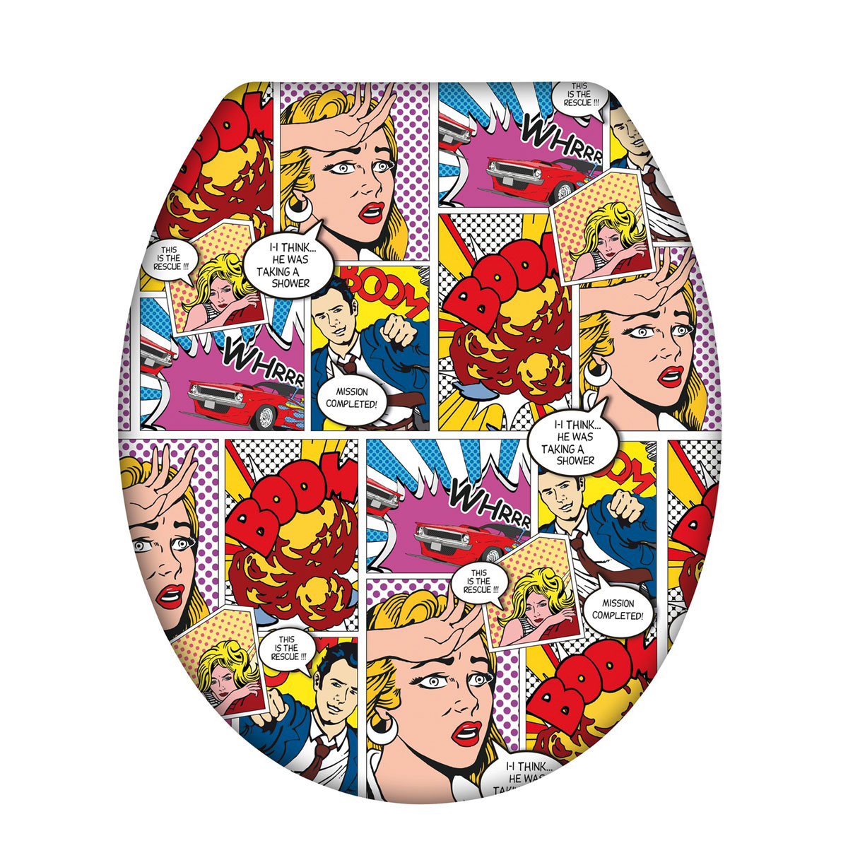 Wenko  Premium WC-Sitz Pop-Art aus antibakteriellem Duroplast mit Absenkautomatik