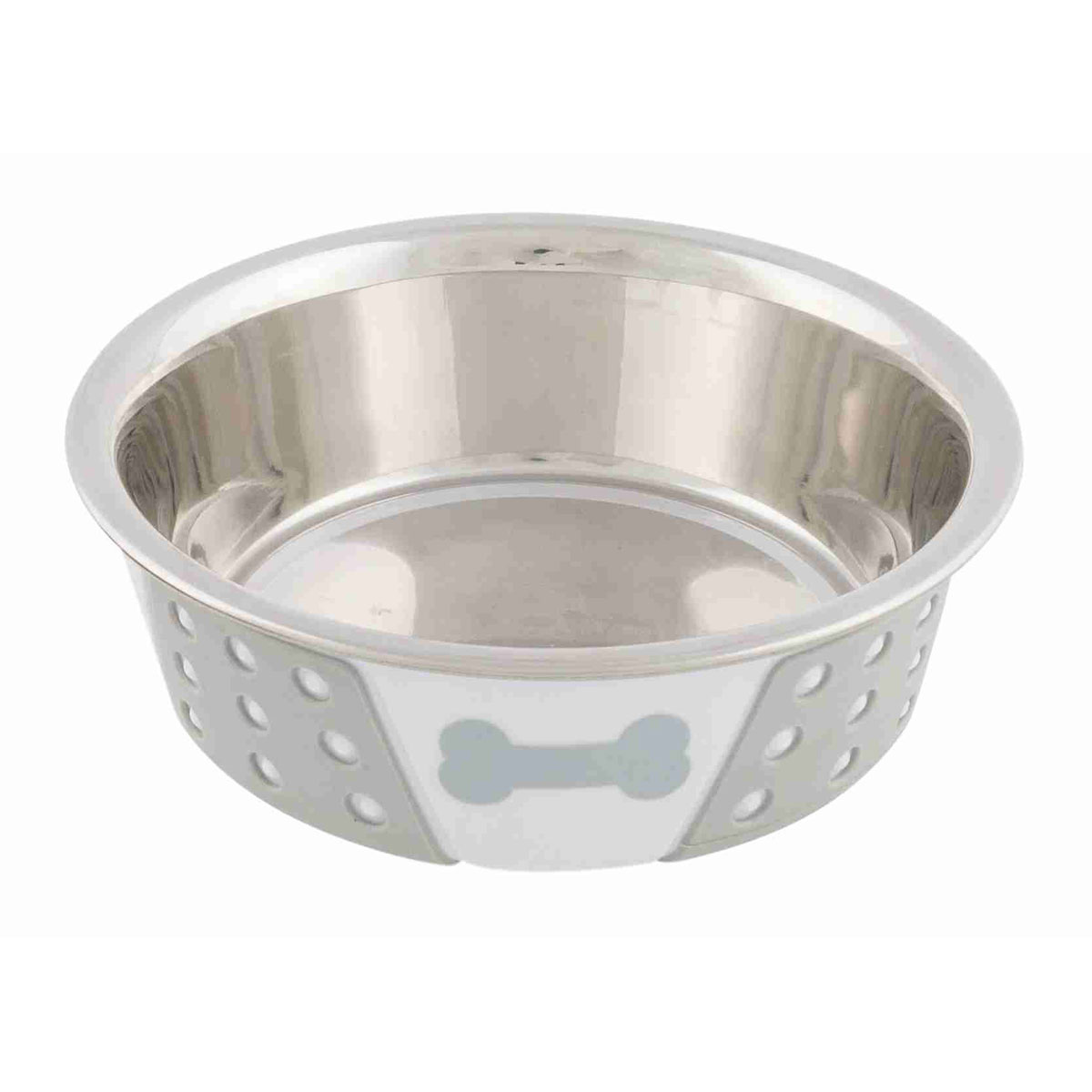 Trixie Edelstahl Napf mit Silikon 400 ml 14 cm weiß/grau