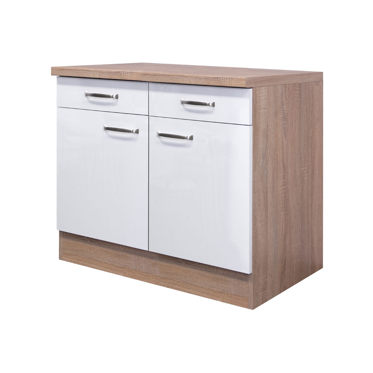 Flex-Well Küchenunterschrank „Valero“, 100x86x60 cm, weiß/Sonoma Eiche