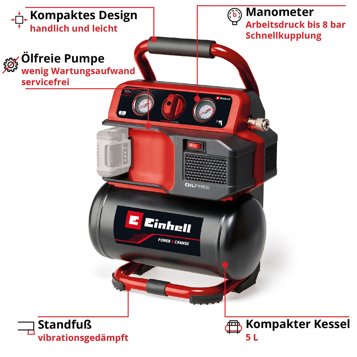 Einhell Akku-Kompressor TE-AC 18/75 Li OF-Solo Bild 4