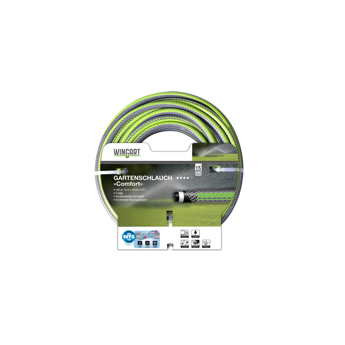 Wingart  NTS Gartenschlauch Comfort hellgrün und transparent 3/4" 25 m