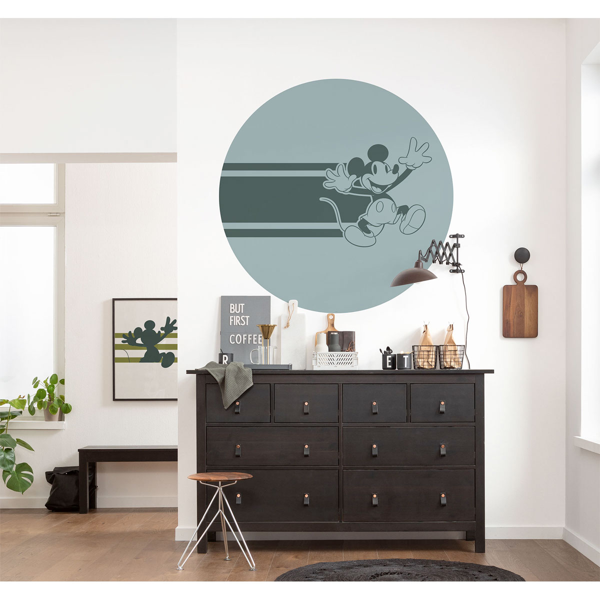 Komar  Selbstklebende Vlies Fototapete rund Mickey Bonjour Durchmesser 125 cm