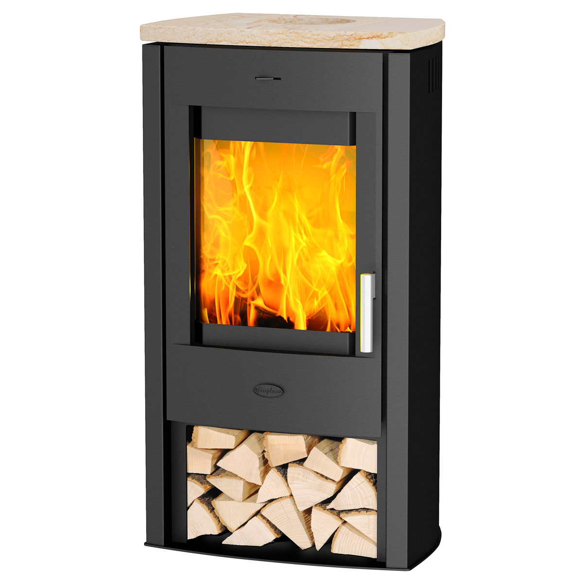 Fireplace Kaminofen Tuvalu Sandstein Top6 kW Anschl. oben 150mm