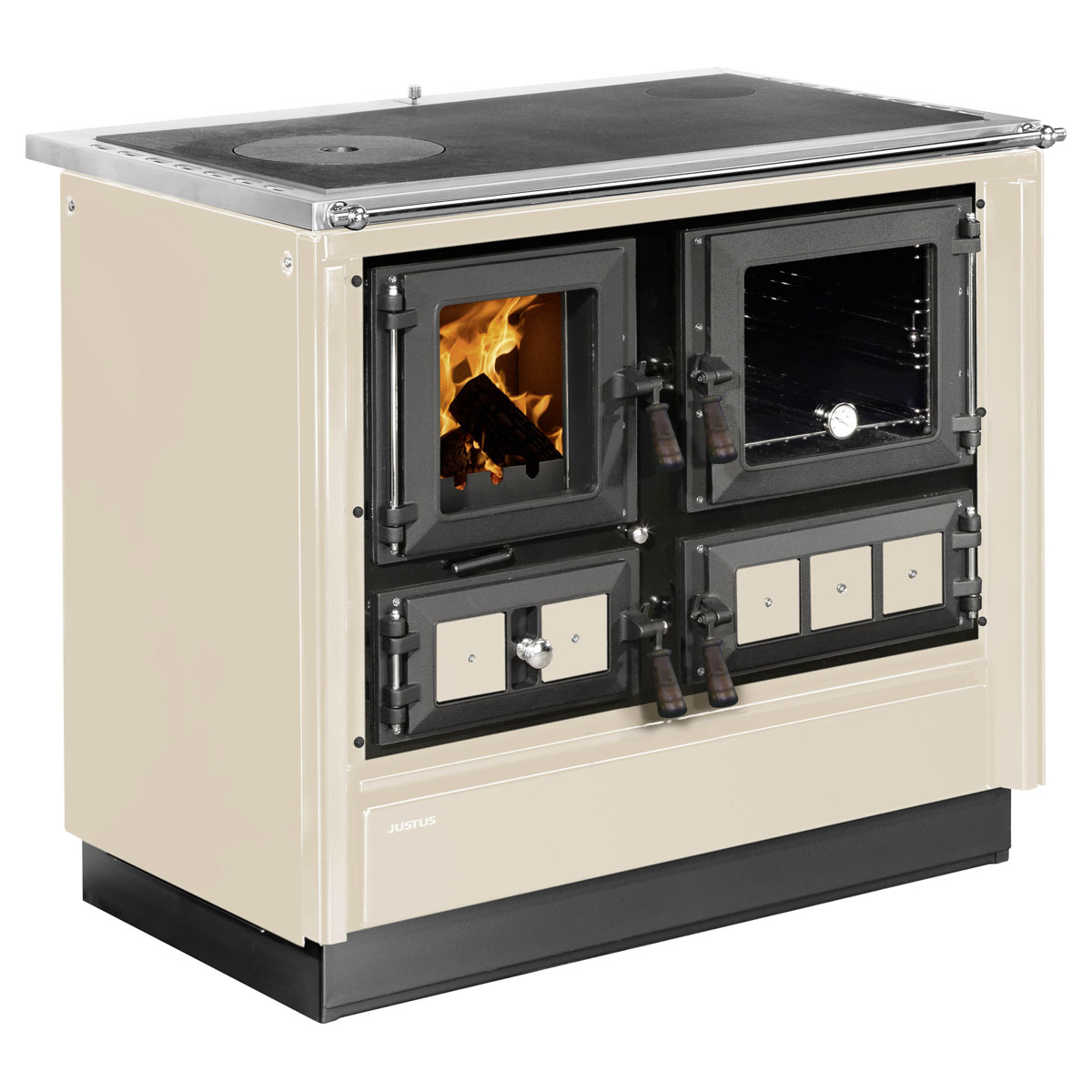 Justus Festbrennstoffherd Rustico-90 2.0 creme rechts