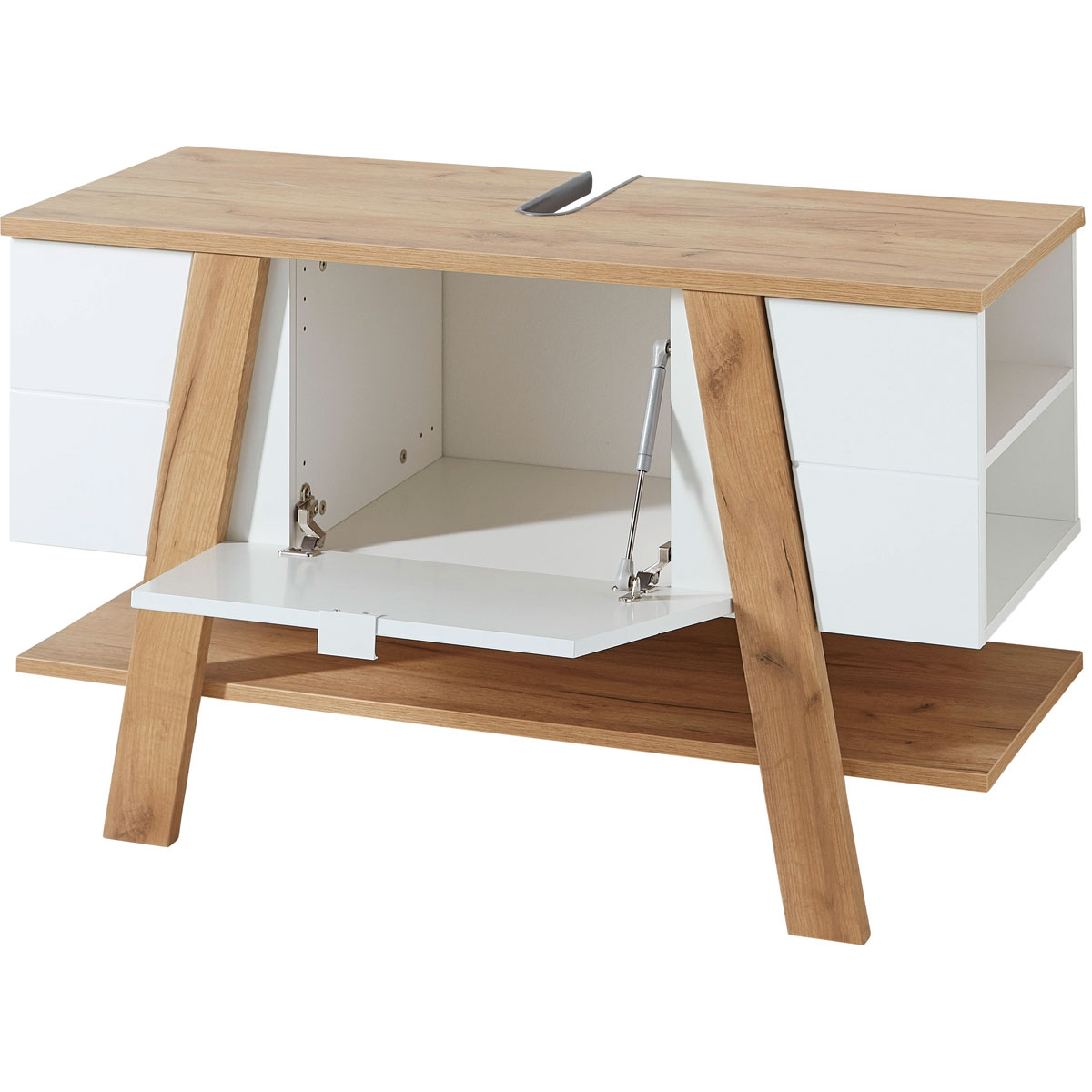 Waschbecken-Unterschrank 111 x 67 x 46 cm weiß/Navarra Eiche Bild 3