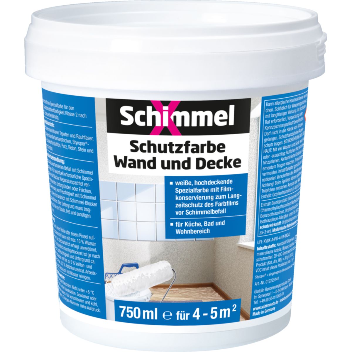 SchimmelX Schutzfarbe Wand und Decke  0,75L