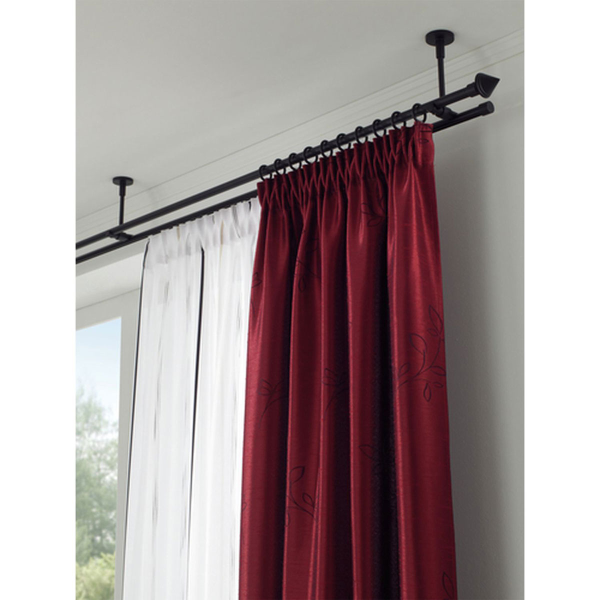 Gardinia Gardinenstange mit Innenlauf II Durchmesser 16 mm 160 cm schwarz-matt Bild 2