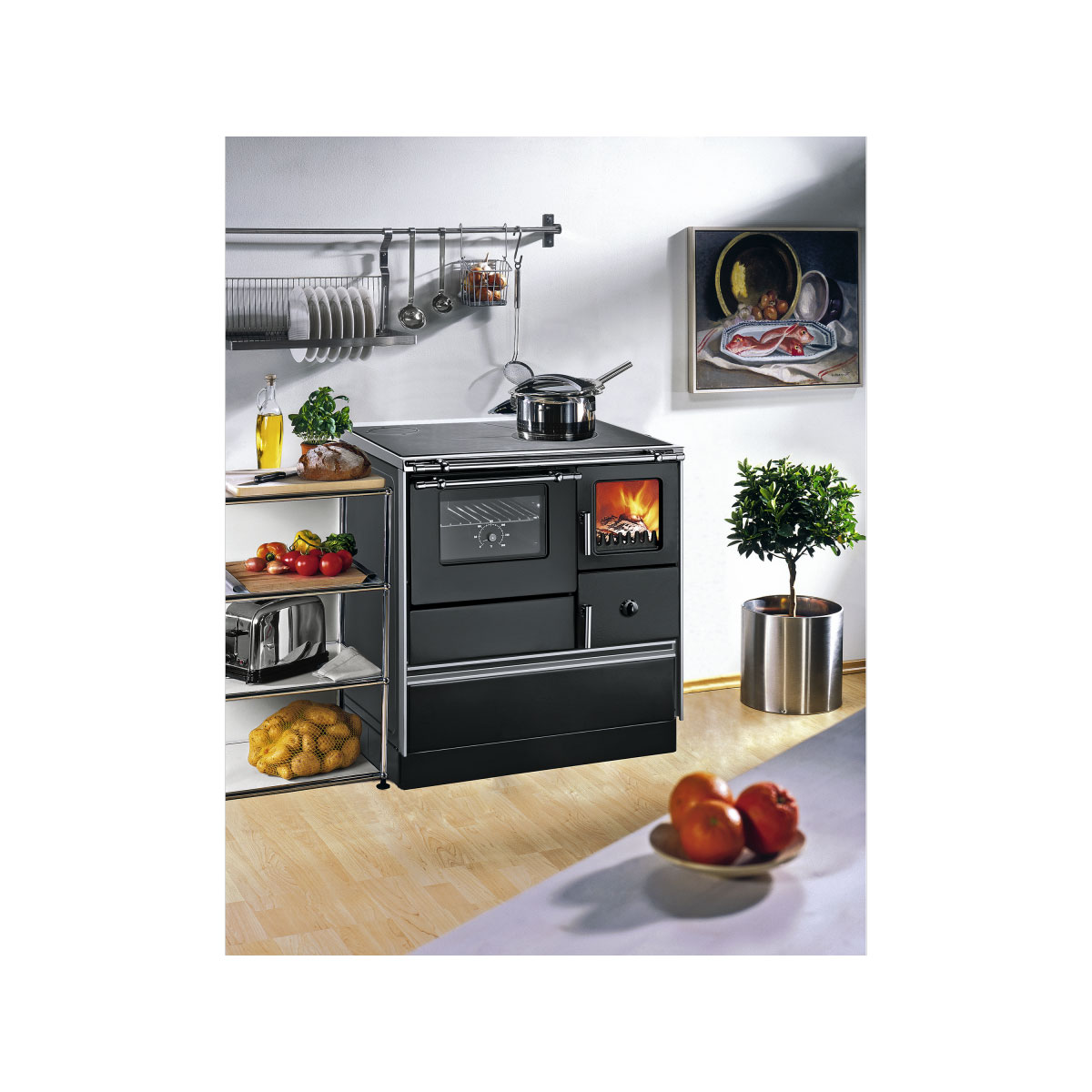 Wamsler Holzherd K 176 F/A-70 mit Fenster Abzug links 5 kW Herd Küchenherd schwarz Bild 2