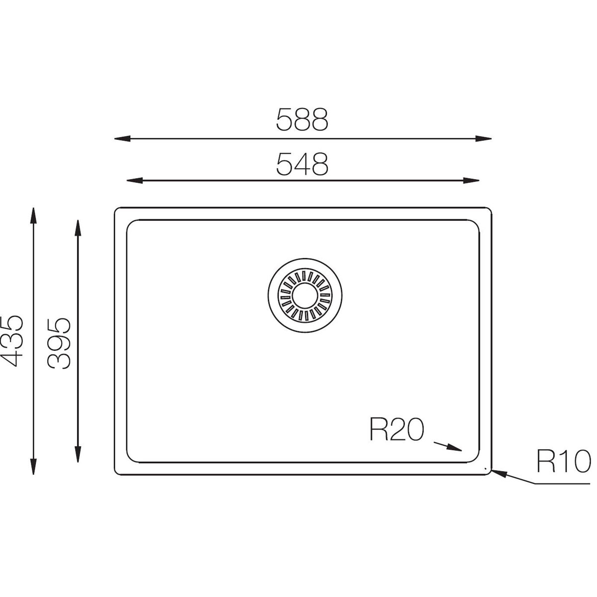Respekta Detroit Spüle Edelstahl 59 cm inkl. Ab- und Überlaufgarnitur          Bild 6