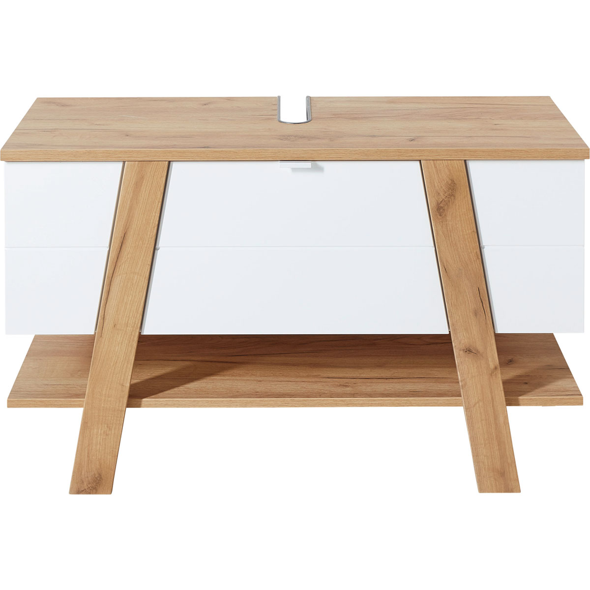 Waschbecken-Unterschrank 111 x 67 x 46 cm weiß/Navarra Eiche Bild 2