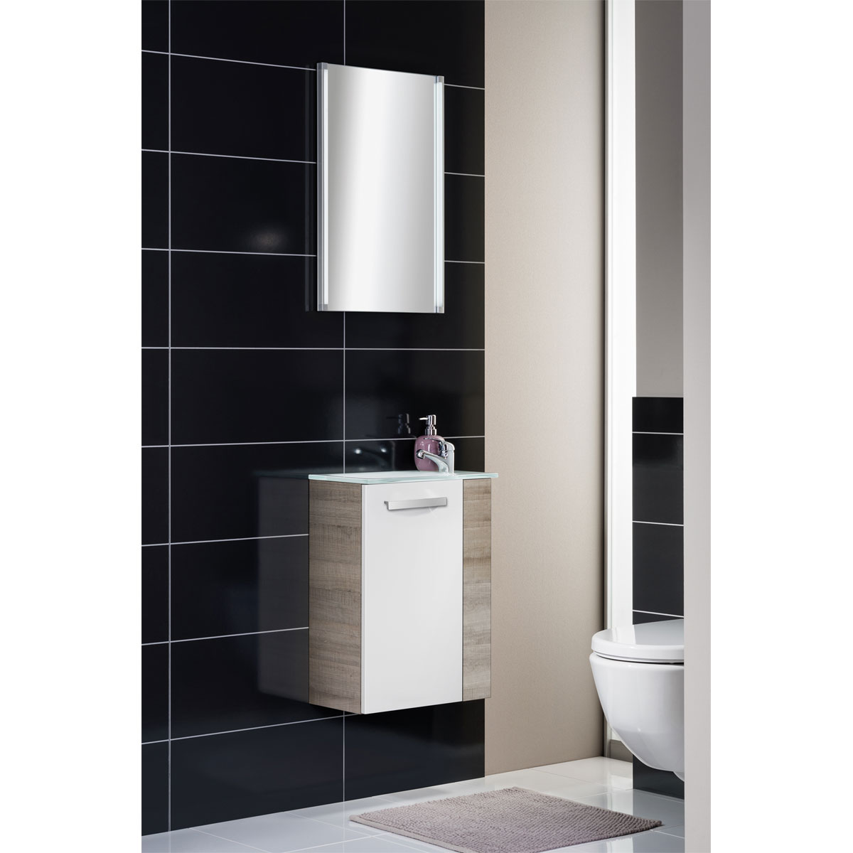 Fackelmann  Gäste-WC Waschtischunterschrank links SBC 440 x 600 x 243 mm Graueiche/Weiß Bild 7