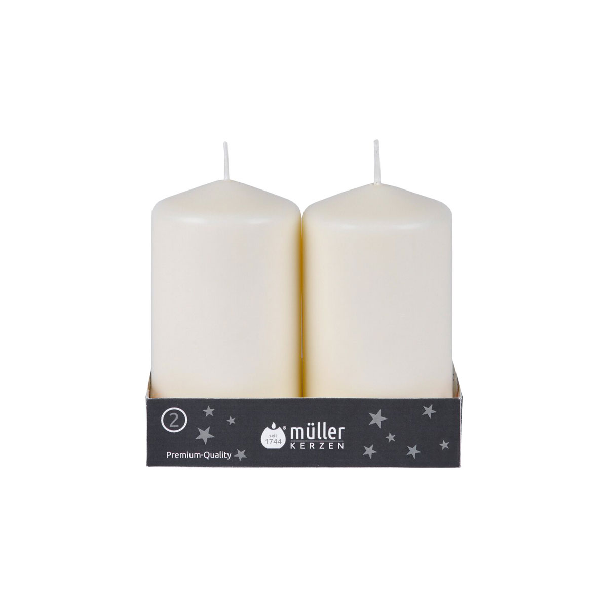 Stumpenkerze Höhe 120 mm Durchmesser 65mm 2er-Pack vanille