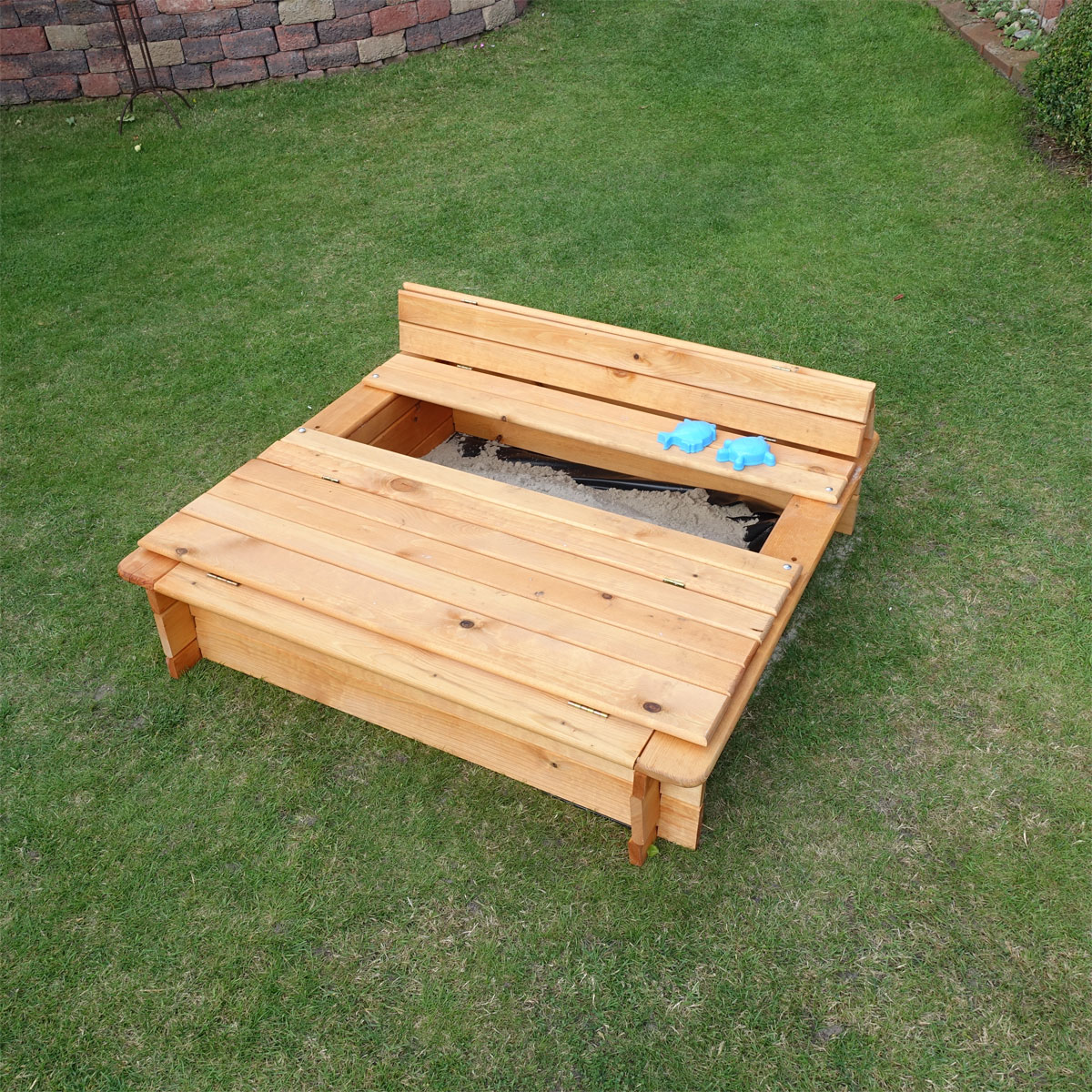 Promadino Sandkasten Donald 100 x 100 cm klappbare Abdeckung Bild 3