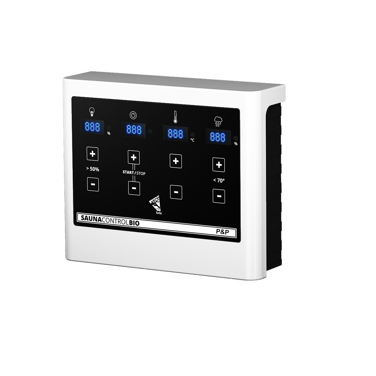 Karibu Systemsauna Daria 68 mm 3,6 kW Ofen Bio externe Strg mit Dachkranz Bild 7