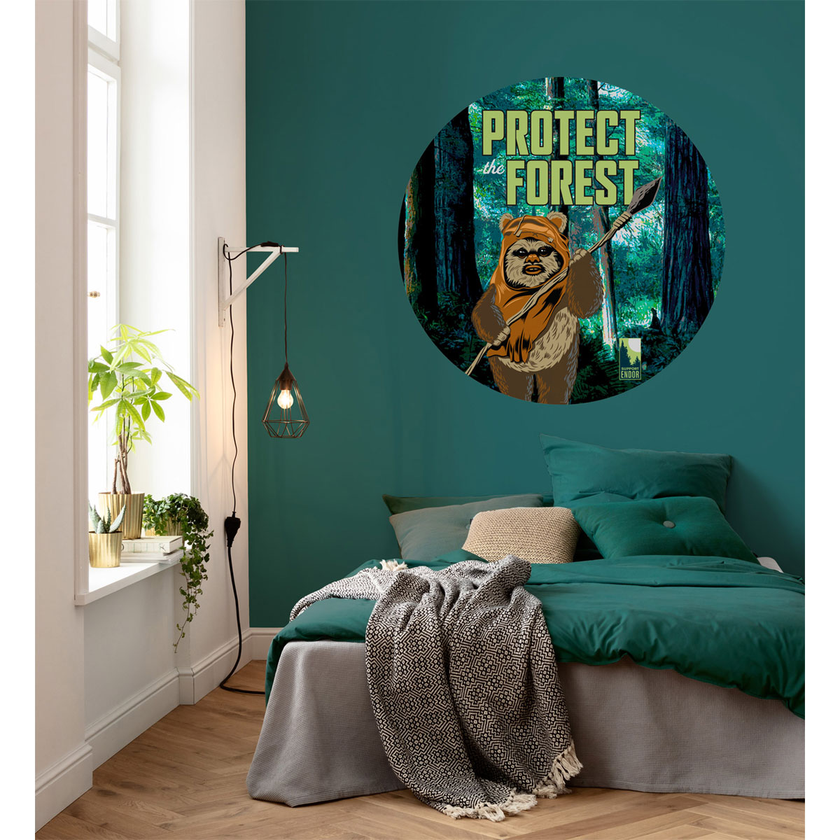 Komar  Selbstklebende Vlies Fototapete rund Star Wars Protect the Forest Durchmesser 125 cm