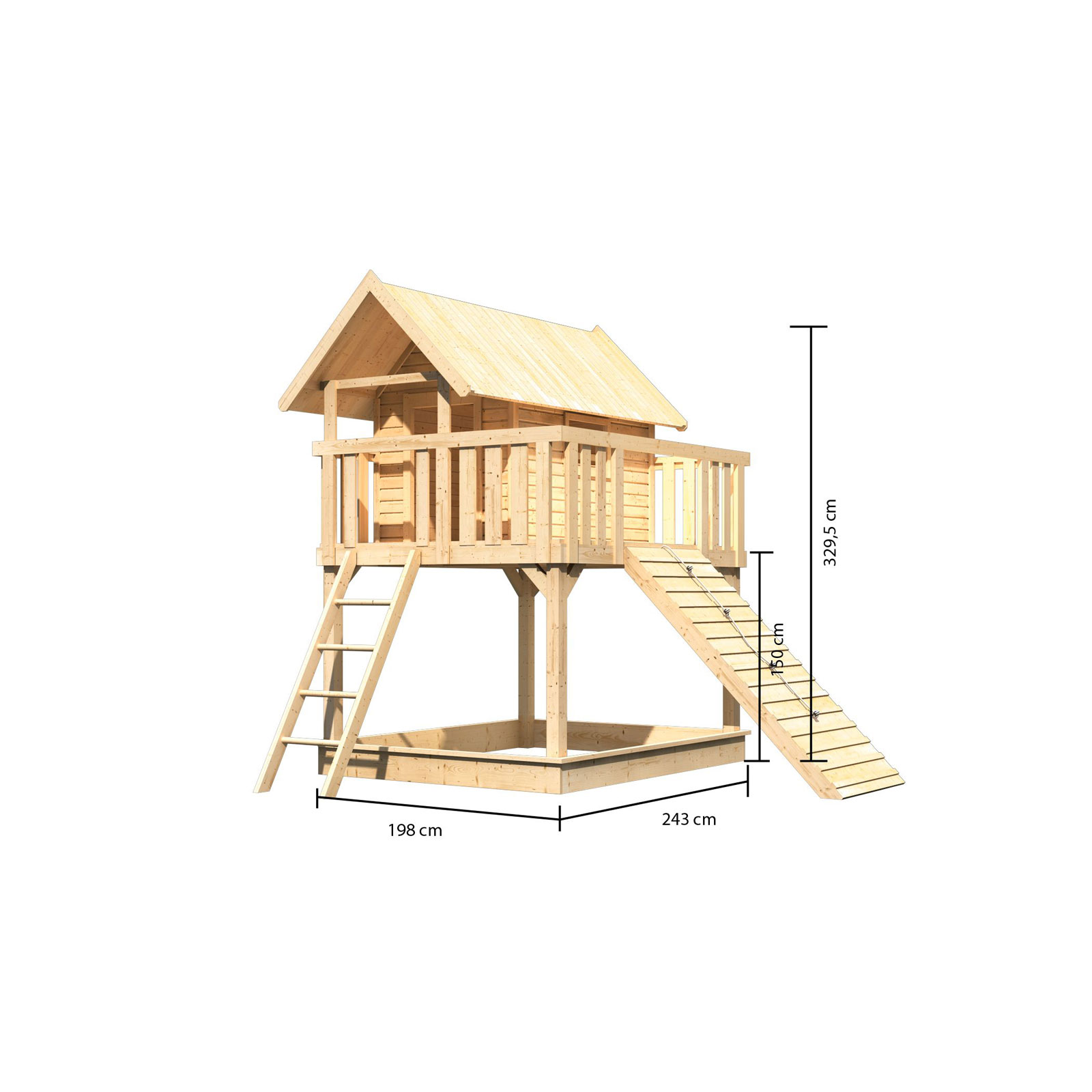 Karibu Fidel und Holzrampe naturbelassen ohne Rutsche Bild 3
