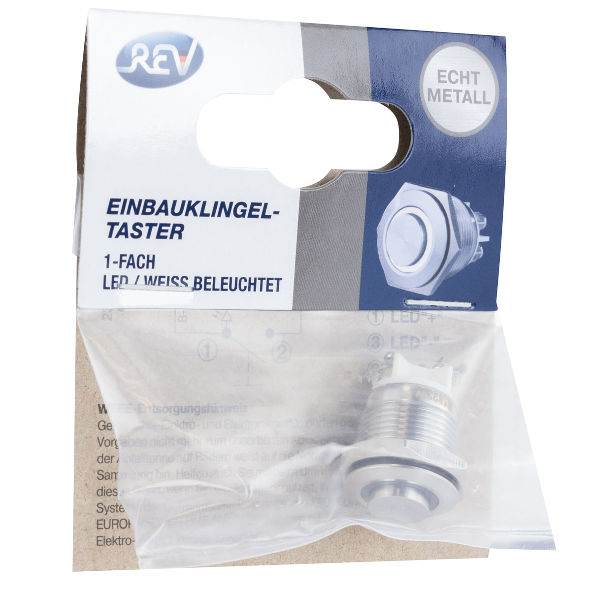 REV Ritter  Klingelknopf für Einbau mit LED-Beleuchtung weiß Bild 3