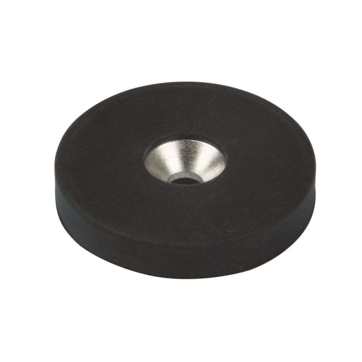 Suki Magnet Neodym mit Senkbohrung Ø 32 x 6 mm, gummiert, schwarz
