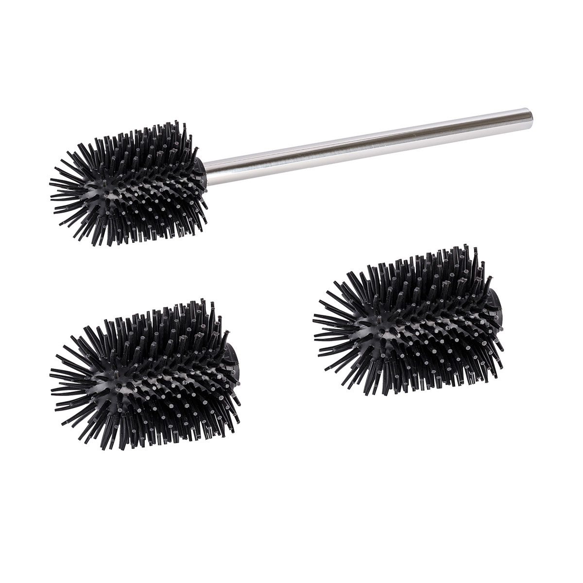 Wenko  Ersatzbürsten Set für WC-Garnituren Silikon Edelstahlstiel mit 3 Bürstenköpfen