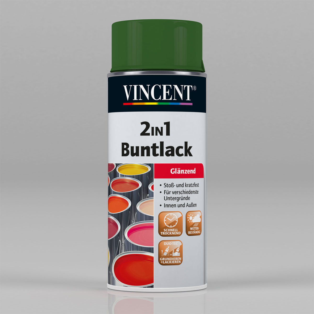 Vincent 2in1 Buntlack Spray Laubgrün glänzend 0,15 L