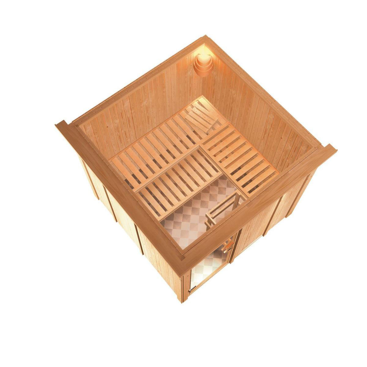 Karibu Systemsauna Rodin 68 mm ohne Ofen mit Dachkranz Bild 5