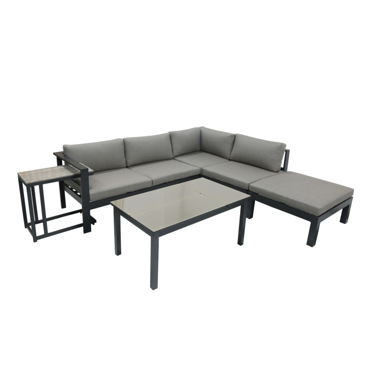 Garden Pleasure Lounge-Eckgruppe MIRANDA, 5-tlg. Alu / Olefin / Nonwood, grau