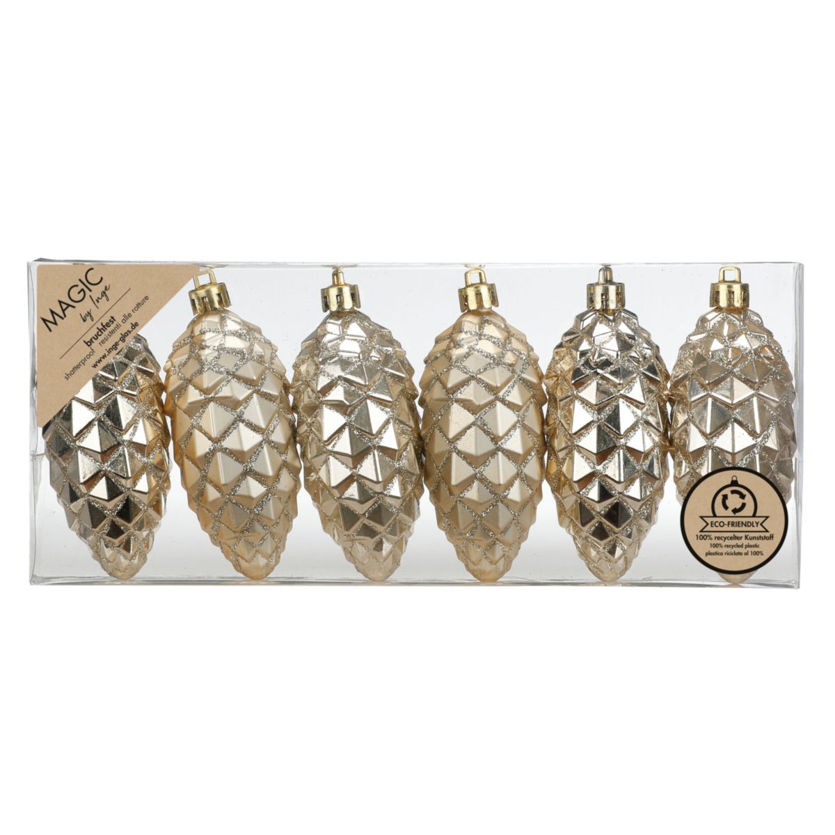 Zapfenset 9cm Creamy Gold