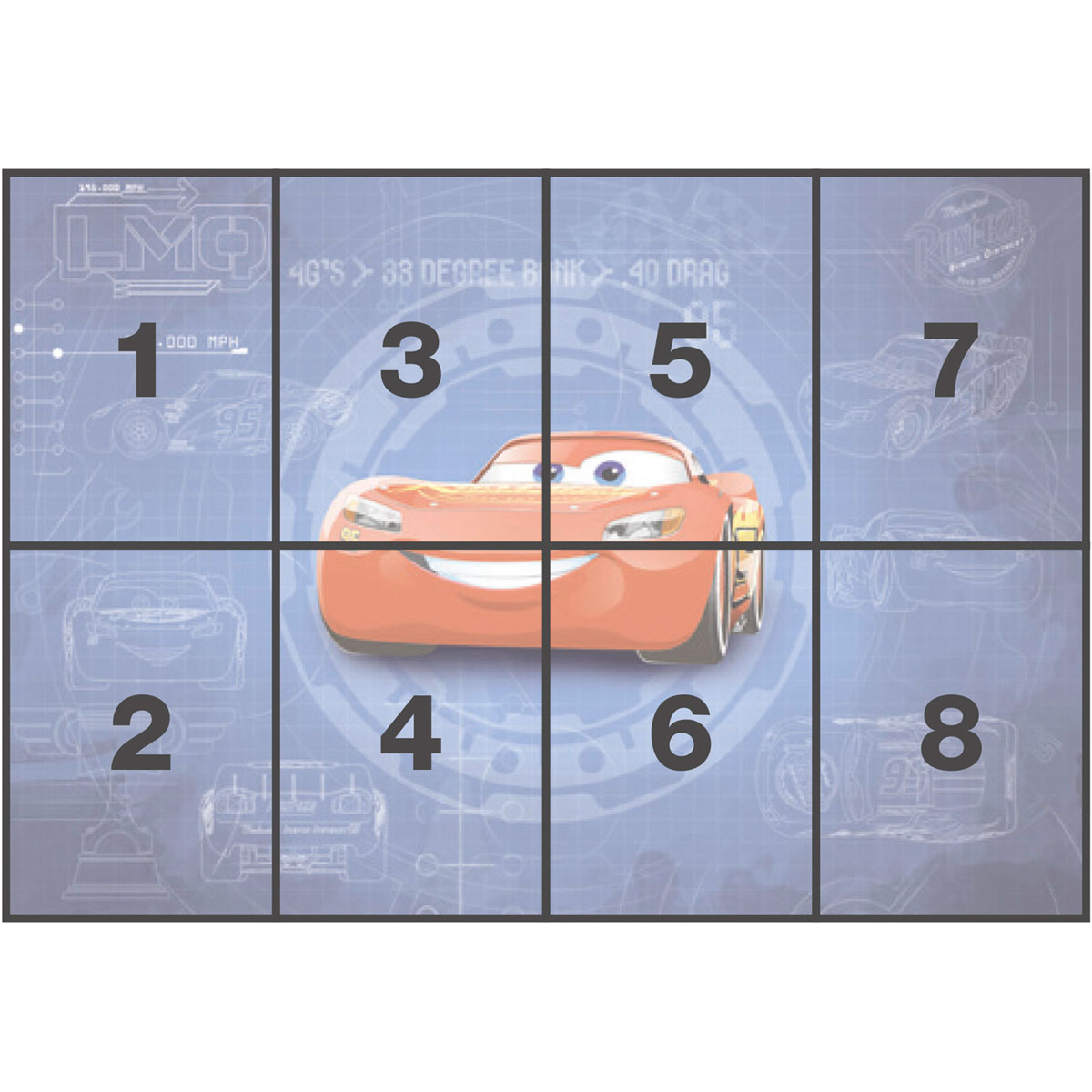Komar  Papier Fototapete Cars3 Blueprint 368x254 cm Bild 3
