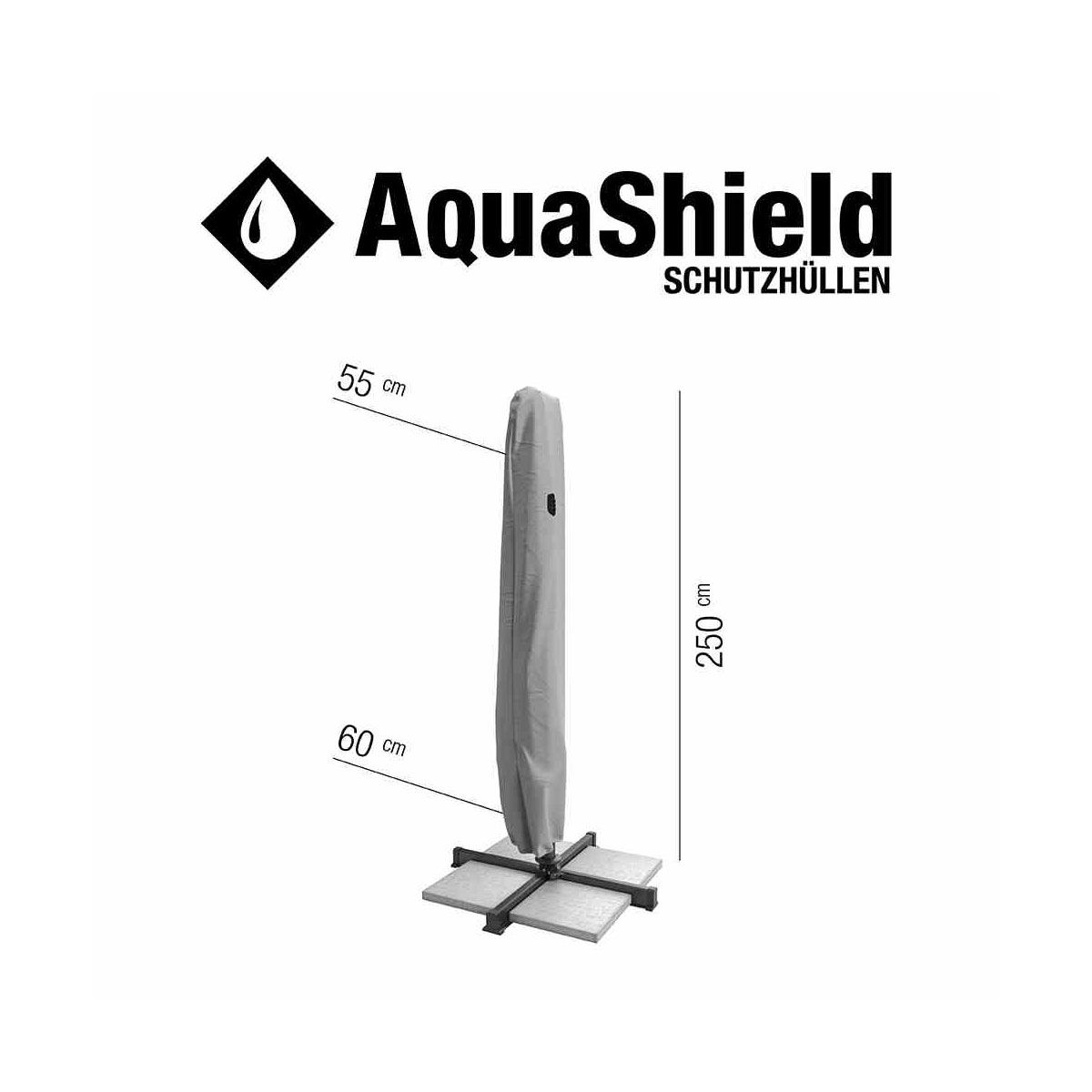 Siena Garden Schutzhülle AquaShield für Ampelschirm 55/60 x 250 cm hellgrau Bild 2