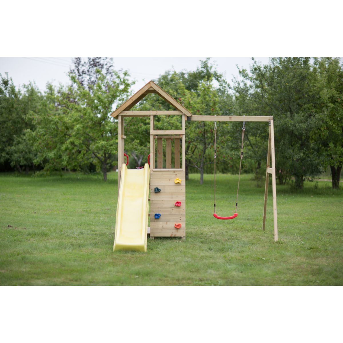 Wendi Toys Spielhaus Pelikan inkl. Rutsche, Kletterwand und Sitzgarnitur 280x270x270 cm Bild 11