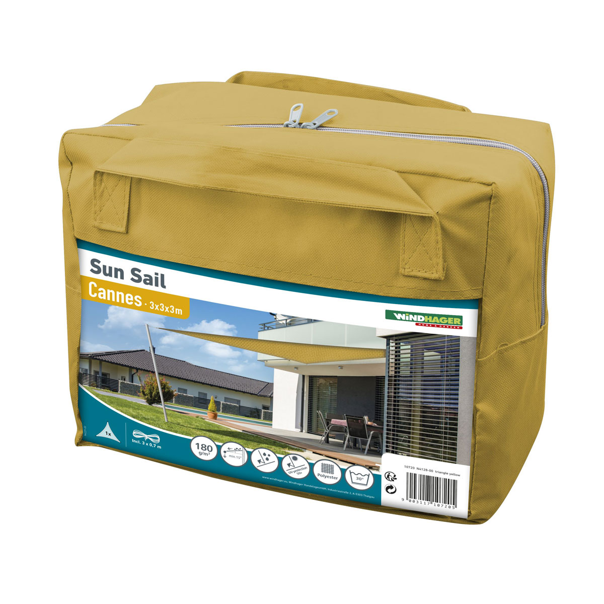 Dreieck-Segel Cannes 3 x 3 x 3 m gelb Bild 4