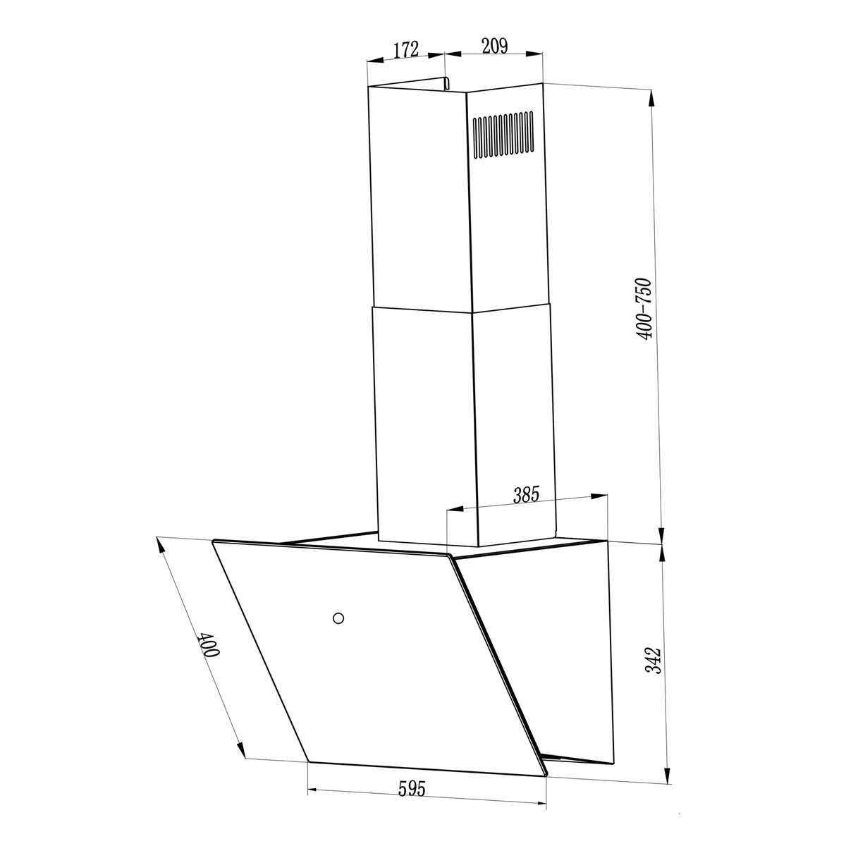 Respekta Haube Schwarz, 60 cm, EEK A++9 Leistungsstufen LED-Beleuchtung Bild 6