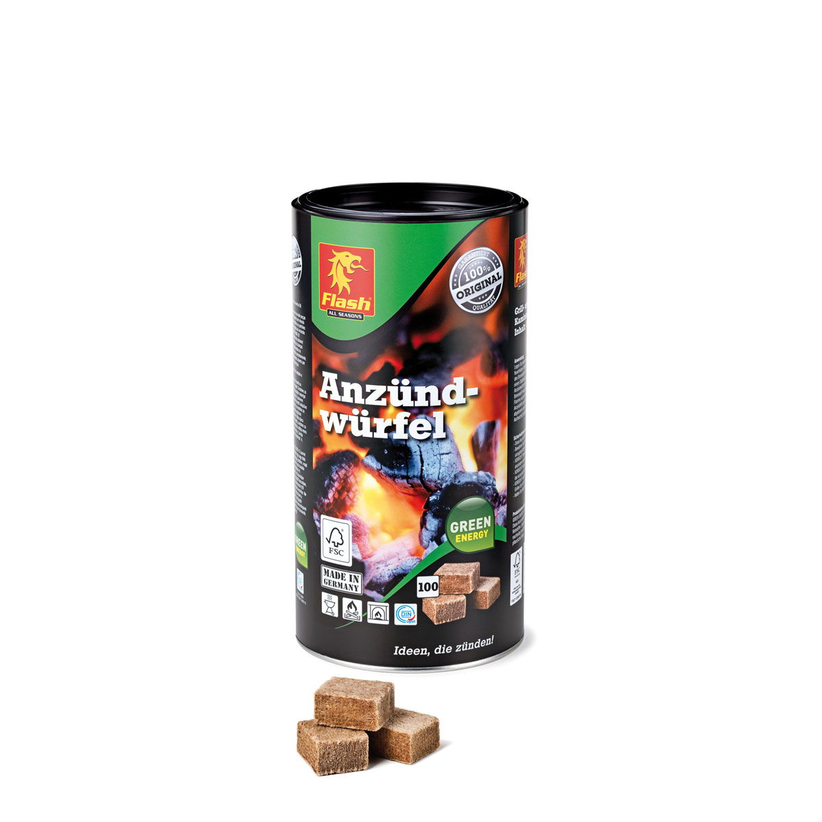 Anzünder Holz und Wachs 100er-Würfeldose