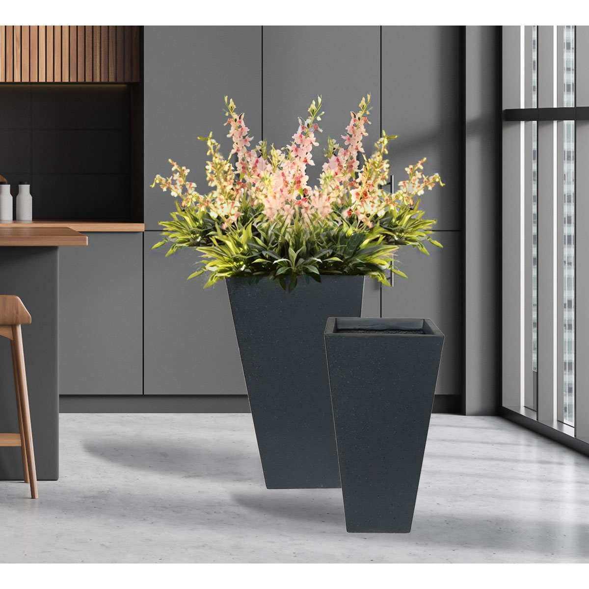 Haveson Pflanztopf Terrazzo konisch-eckig 42 x 42 x 75 cm Bild 5