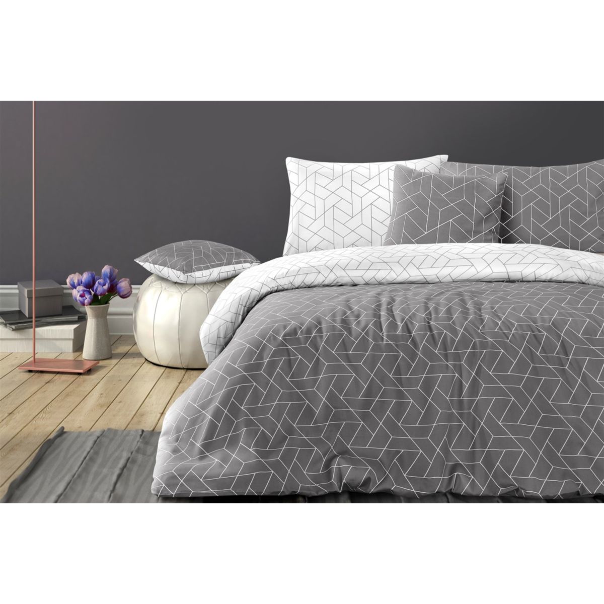 Bettwäsche Florence 125-FR Grau 140cm x 200cm / 65cm x 65cm Bild 4