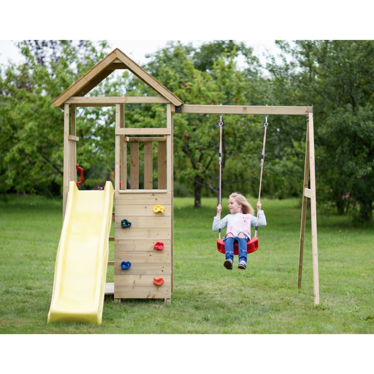 Wendi Toys Spielhaus Pelikan inkl. Rutsche, Kletterwand und Sitzgarnitur 280x270x270 cm Bild 7