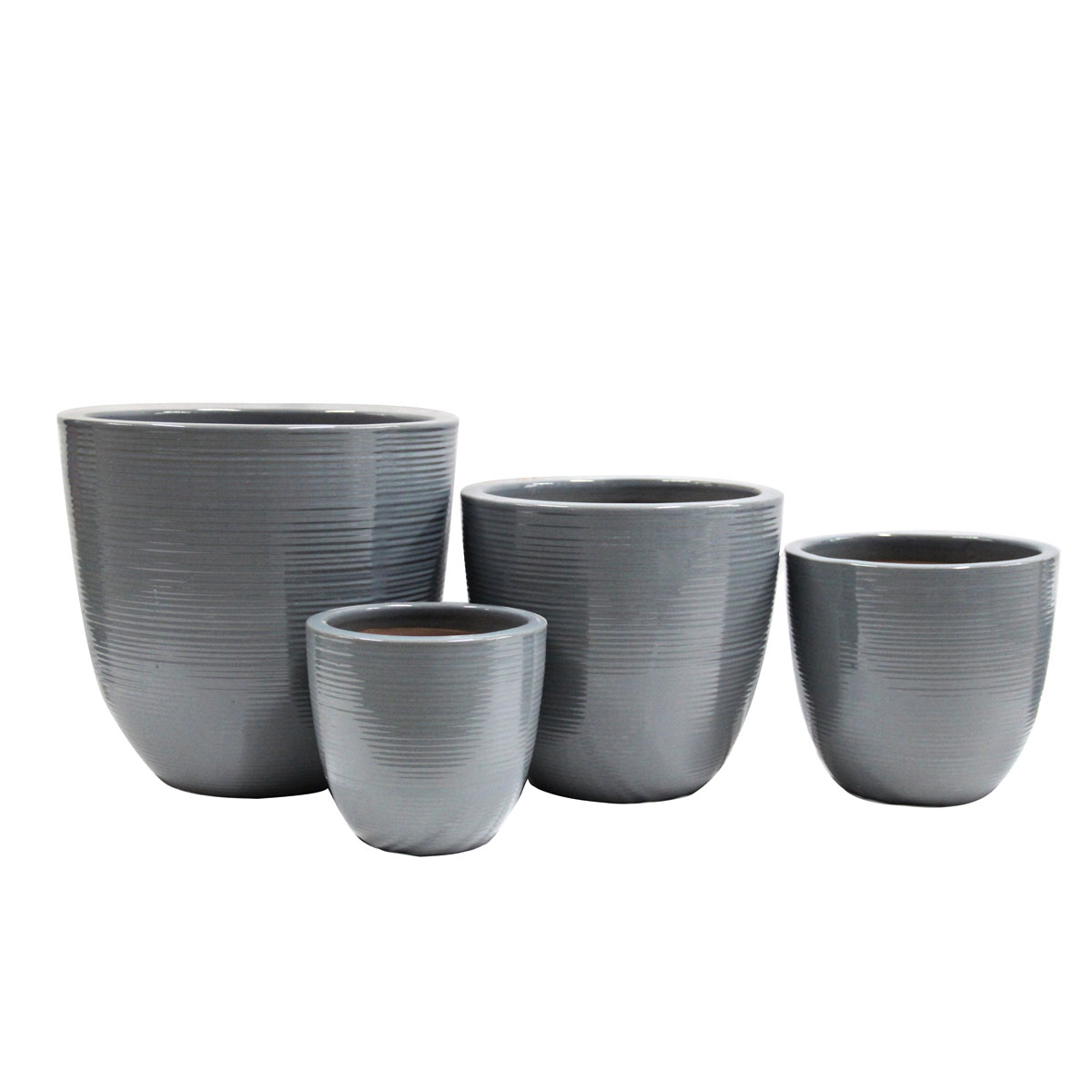 Haveson Pflanztopf Feine Rille 28 x 27 cm grau glasiert