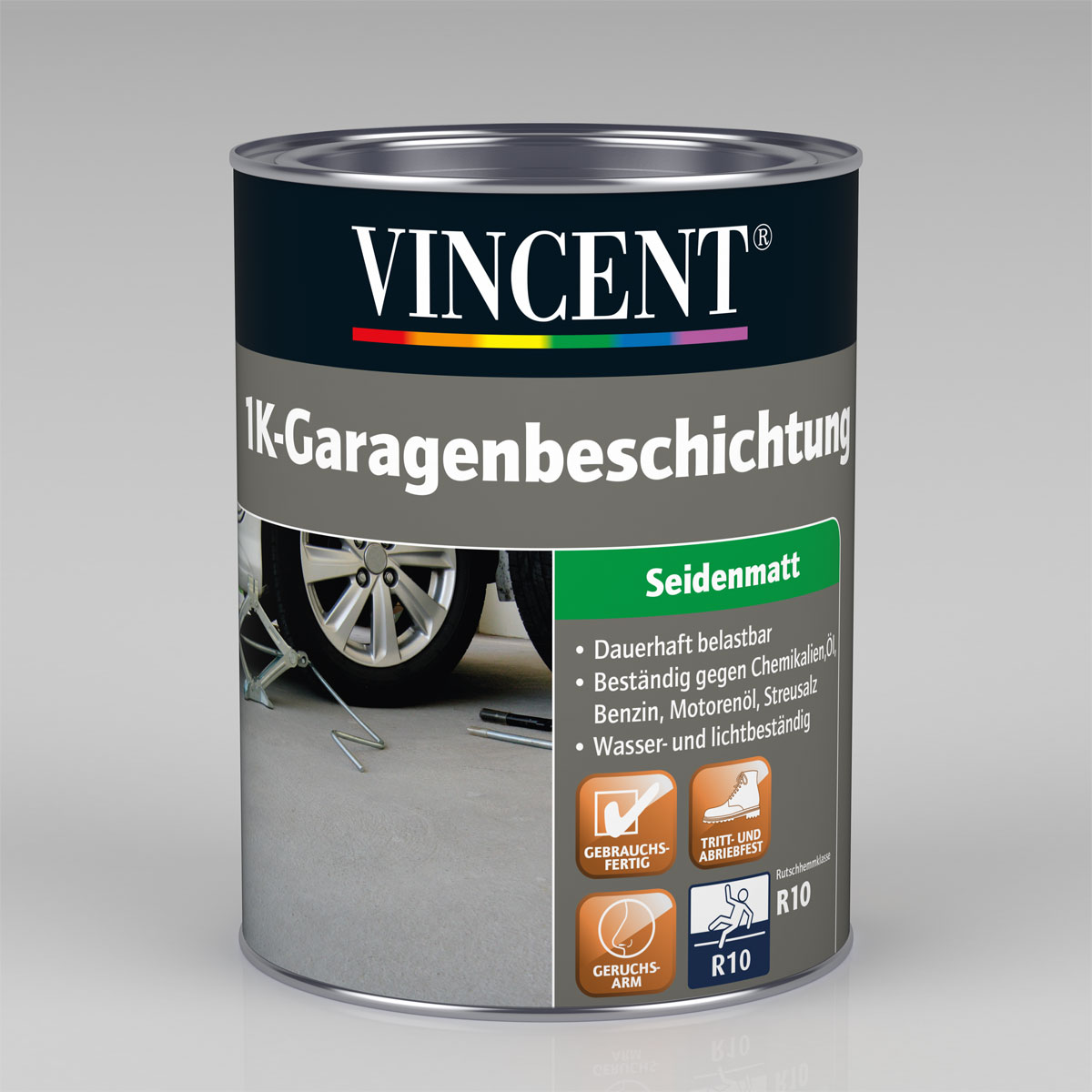 Vincent 1K-Garagen-Beschichtung silbergrau 2,5 L Bild 2