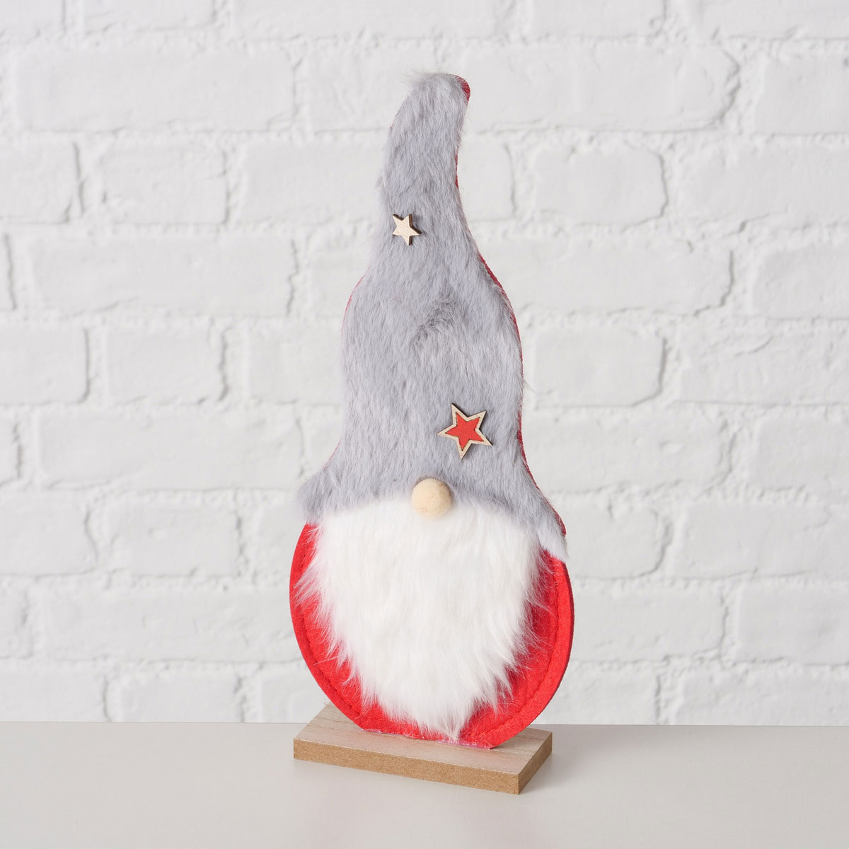 Figur Imka Wichtel Weihnachtsmann 13 x 5 x 29 cm grau rot Textil Holz Bild 4