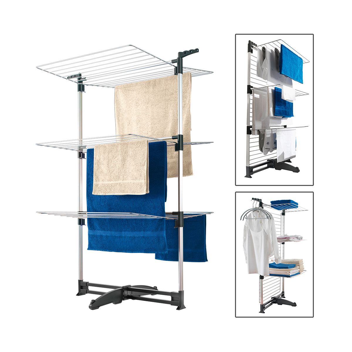 Metaltex Turm-Wäschetrockner Ciclone Vario 78 x 137 x 68 cm silber