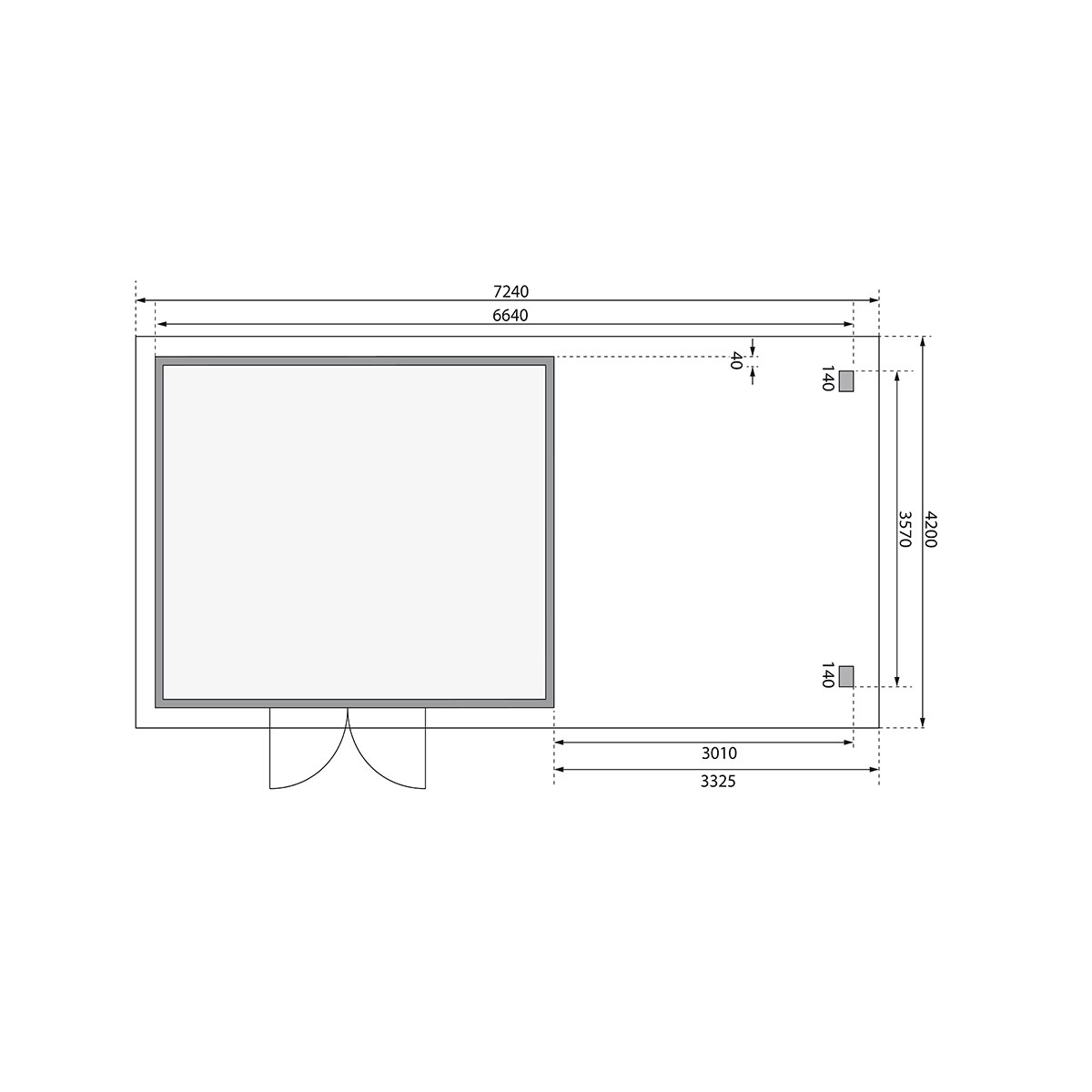 Karibu BBH Northe 5 Set mit Anbaudach naturbelassen Bild 9