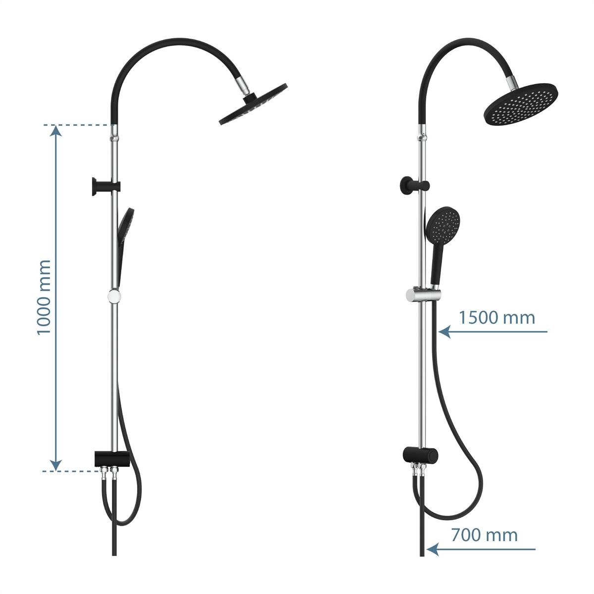Schütte Überkopf-Brauseset Matao Rain chrom/Schwarz matt Bild 2