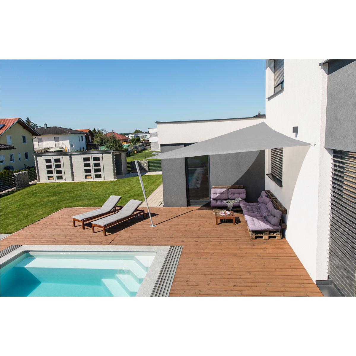 Dreieck-Segel Capri 4 x 4 x 4 m grau Bild 3