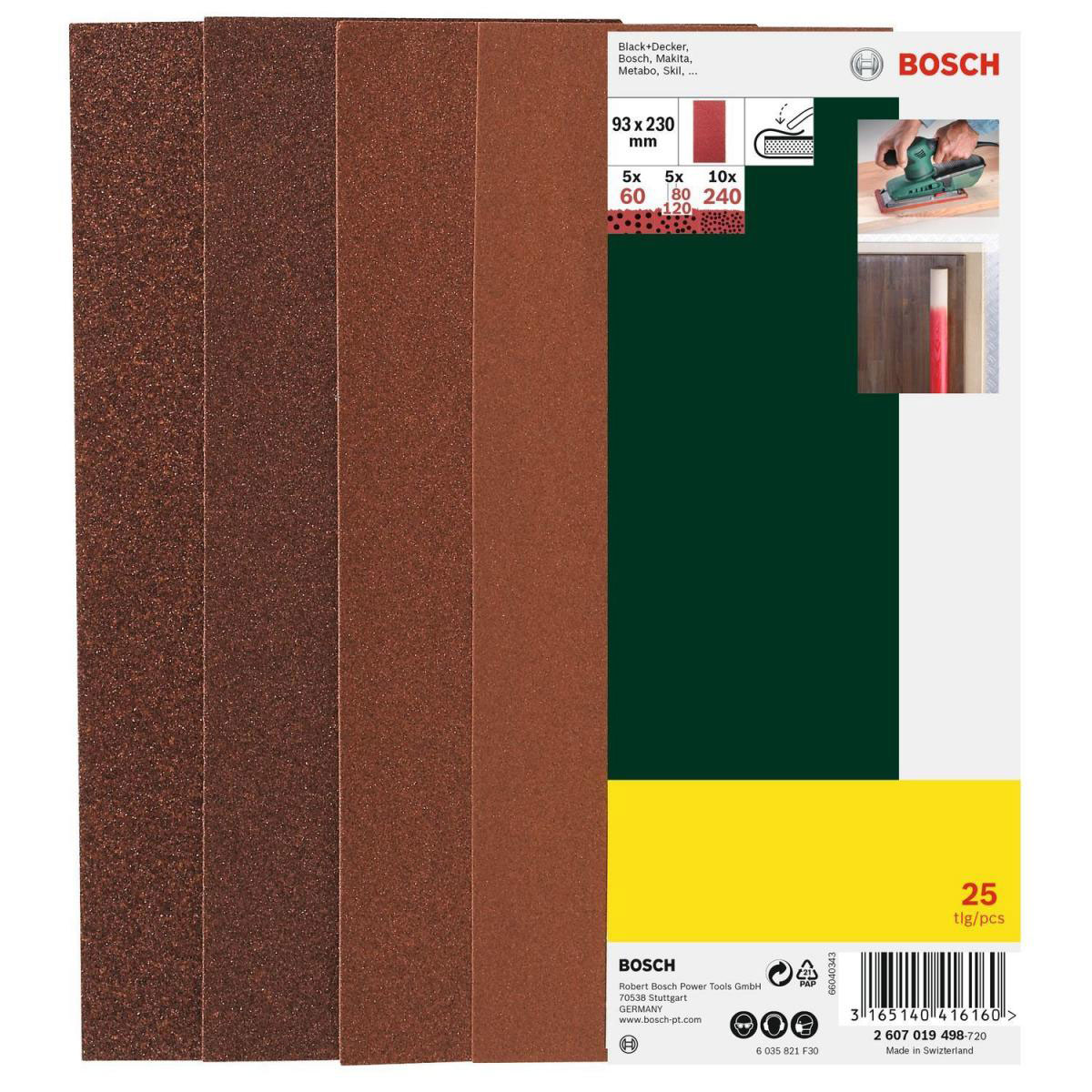 Bosch  Prom Schwingschleifblätter 93 x 230 mm ungelocht 25 Stück Bild 1