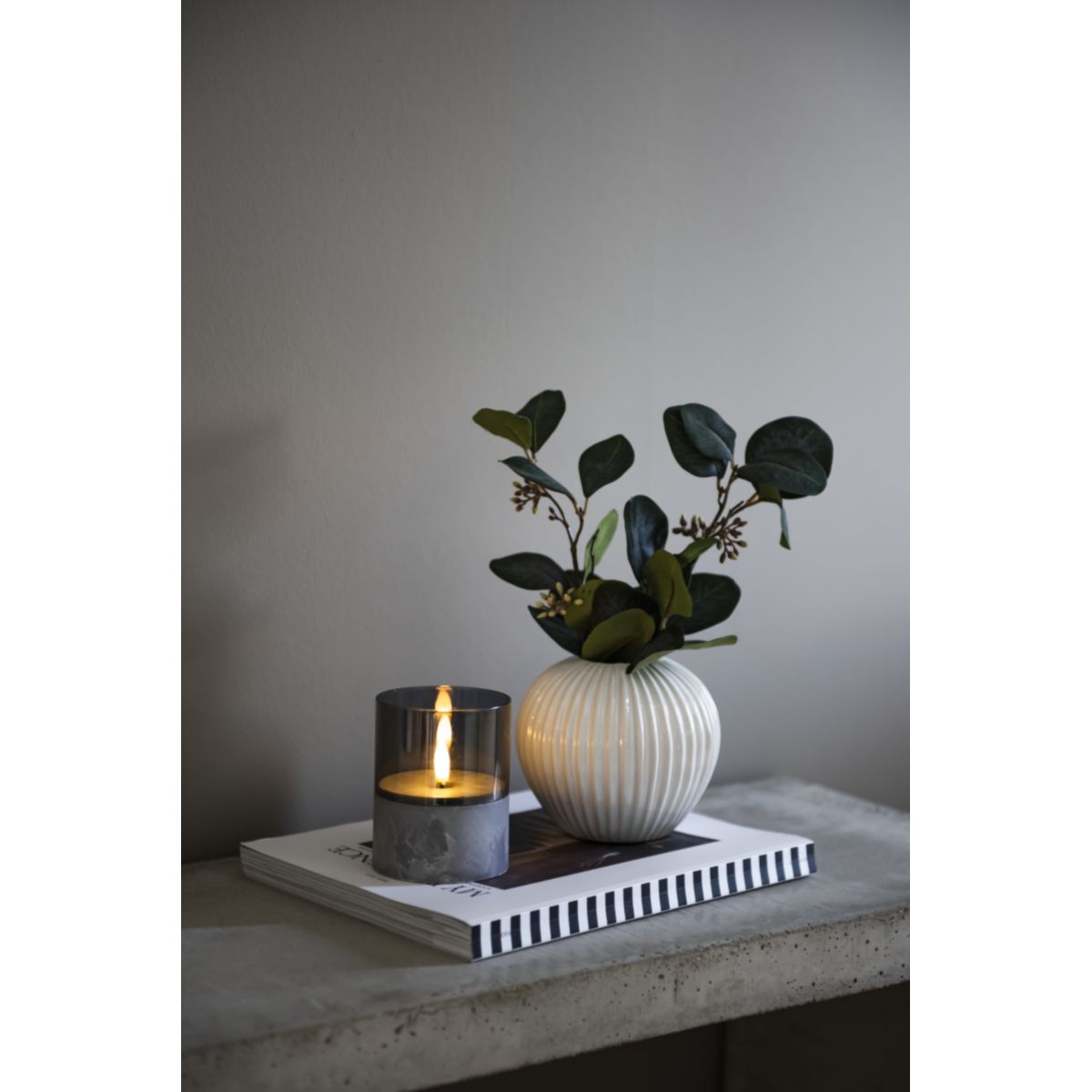 Konstsmide LED Kerzen 3er-Set smokey grey mit Glas Bild 6