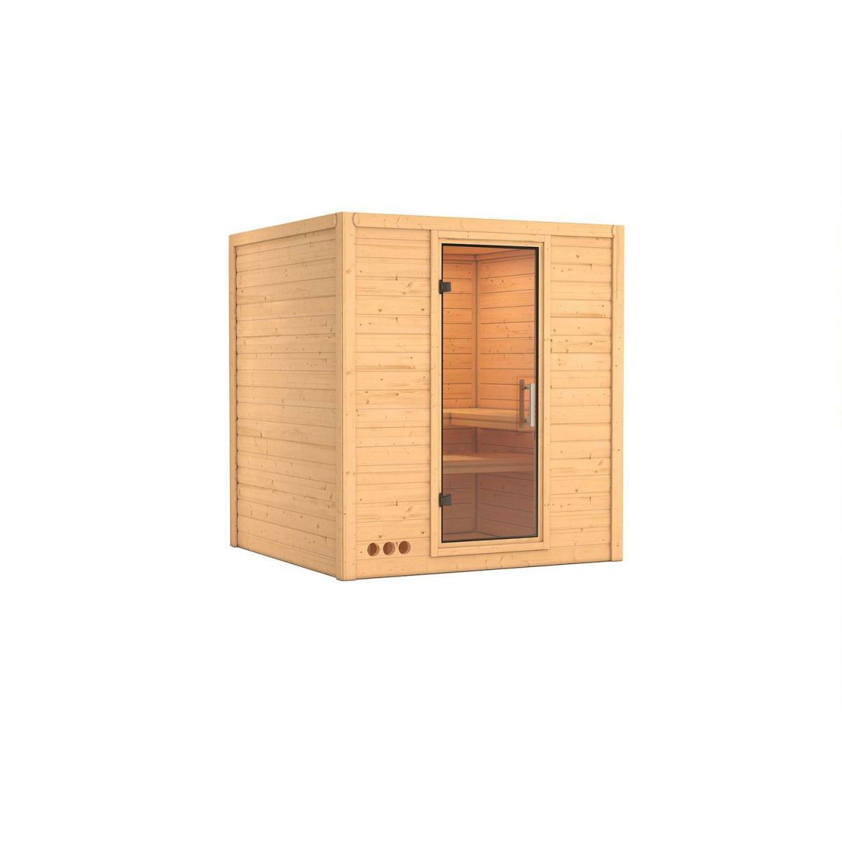 Karibu Sauna Mojave Fronteinstieg ohne Ofen kein Kranz Klarglas-Tür Bild 1