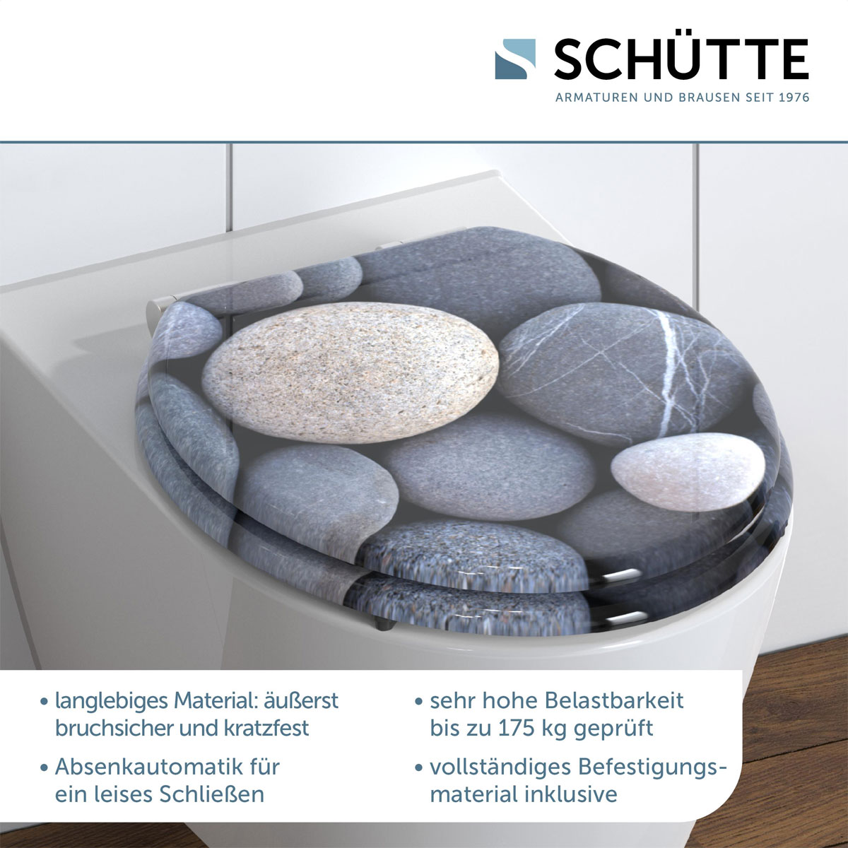 Schütte MDF WC-Sitz GREY STONES mit Absenkautomatik Bild 6