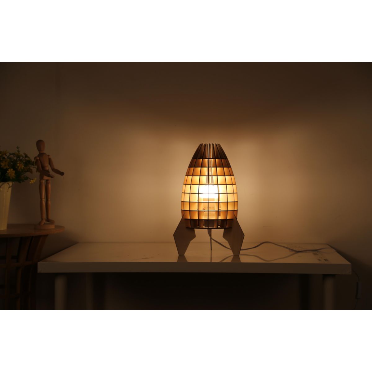 Tischlampe Aviator Holz Bild 3